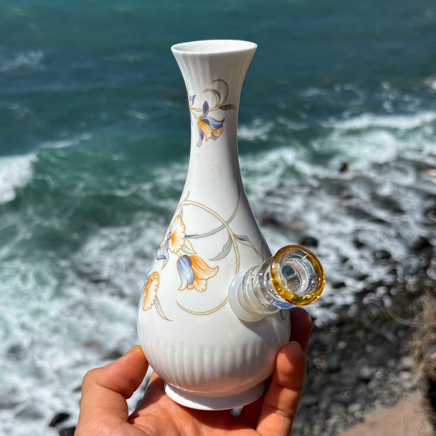 Vintage Ceramic Vase Bong “Orchid Bloom”