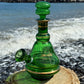 “Emerald Luminescence” Vintage Handblown Gilded Emerald Glass Decanter Bong