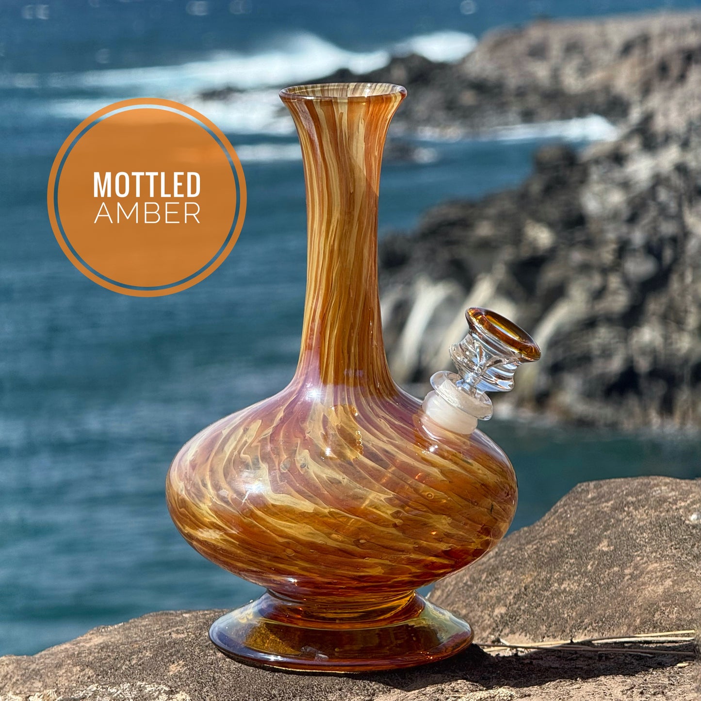 “Mottled Amber” Vintage Upcycled Handblown Glass Decanter Bong