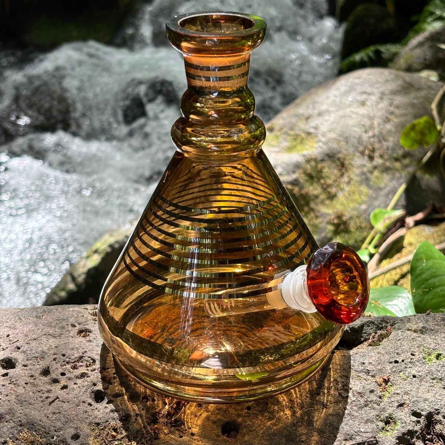 "Gilded Beaker" Upcycled Vintage Handblown Gilded Glass Decanter Bong