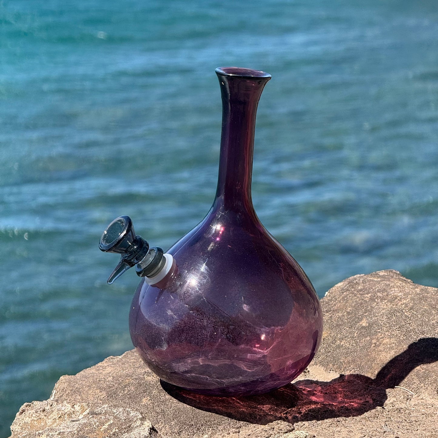 “Amethyst Drop” Vintage Upcycled Purple Glass Decanter Bong