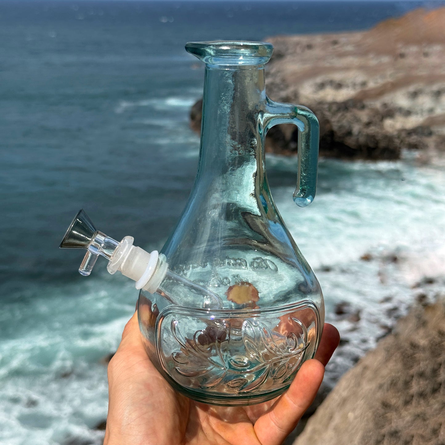"Bottle Bong" Upcycled Glass Oil Bottle Bong