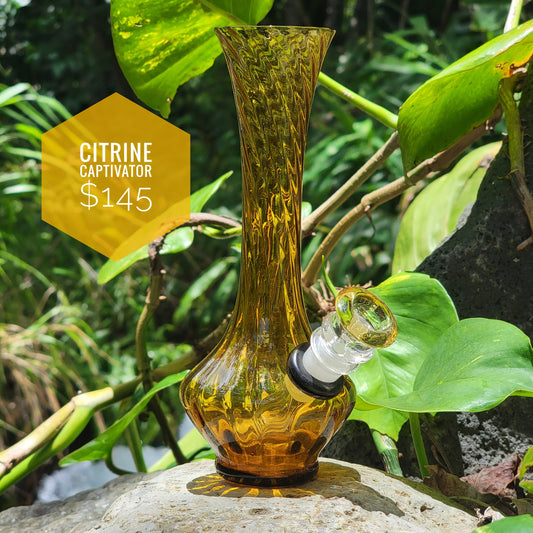 "Citrine Captivator" Vintage Handblown Upcycled Swirl Vase Bong