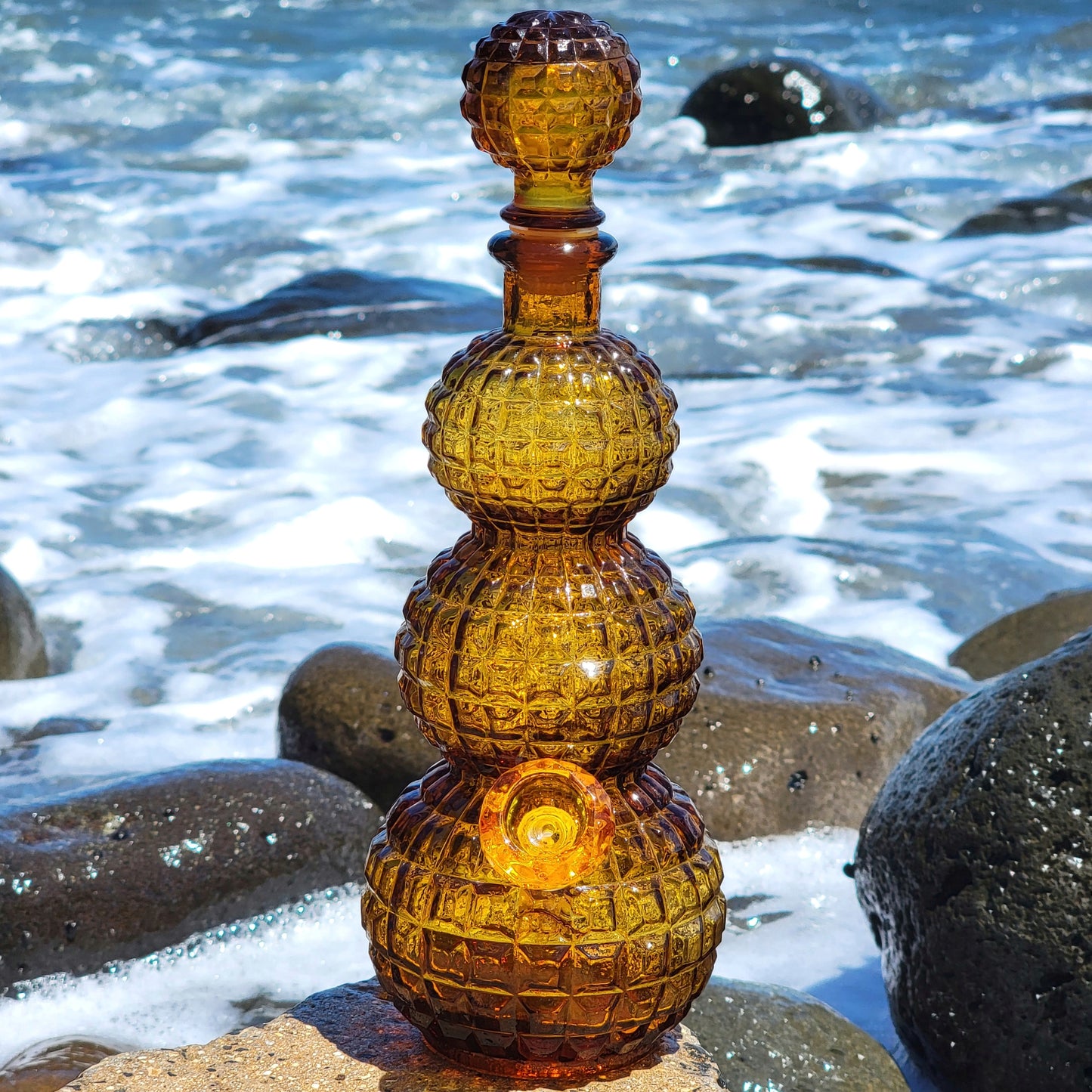 "Citrine Disco" Vintage Glass Decanter