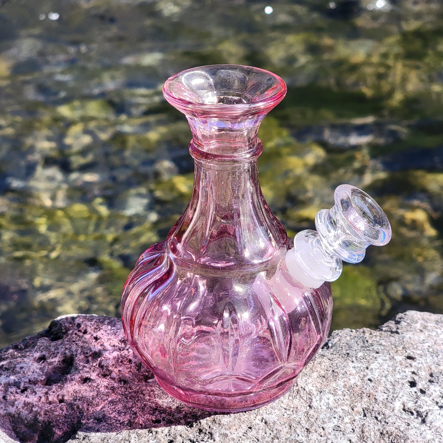 "Pink Goblin" Upcycled Vintage Glass Vase Bong