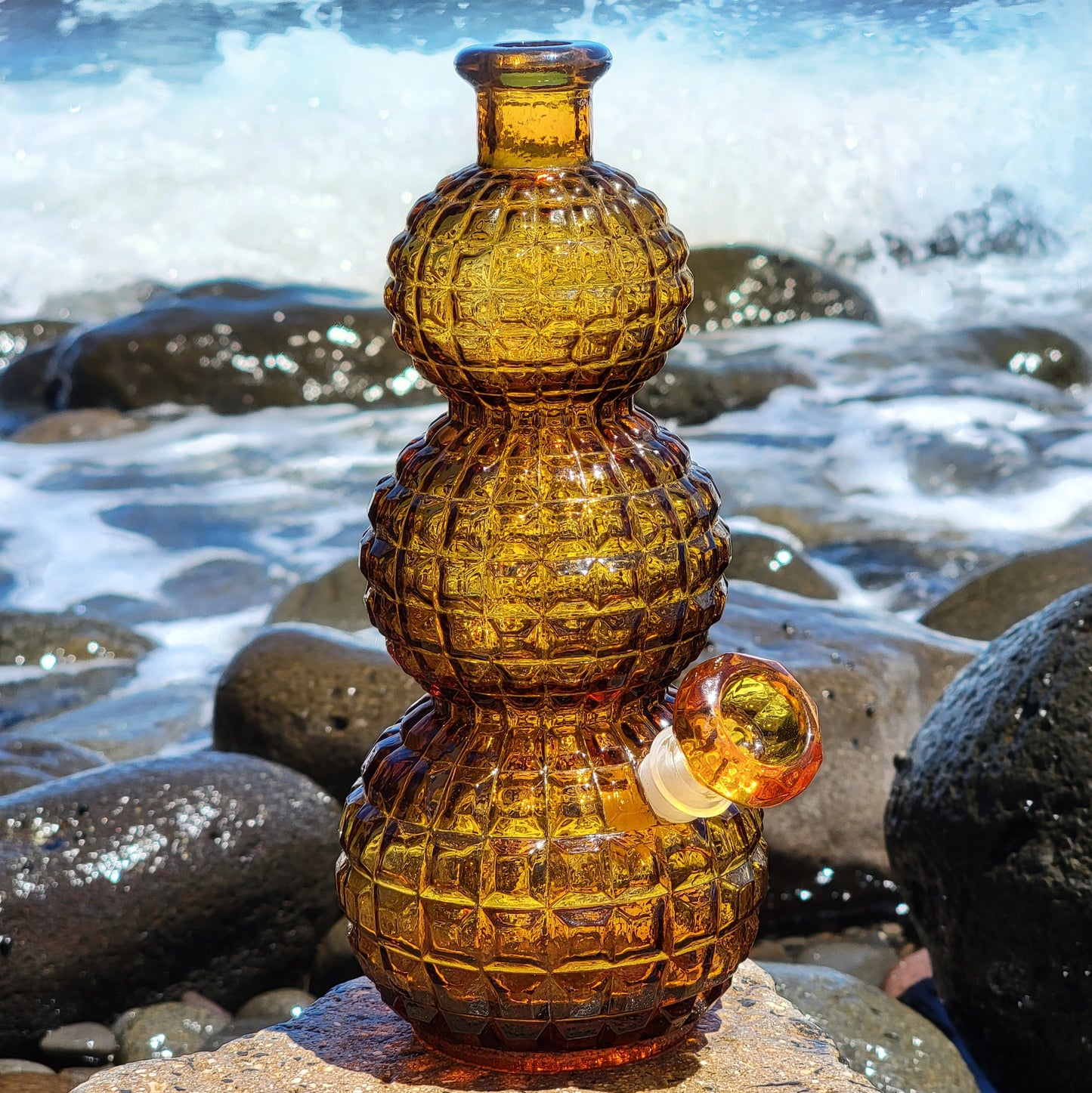 "Citrine Disco" Vintage Glass Decanter