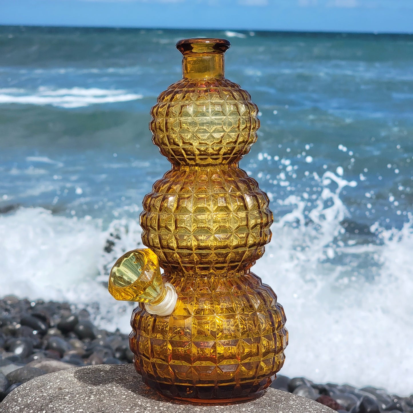 "Citrine Disco" Vintage Glass Decanter