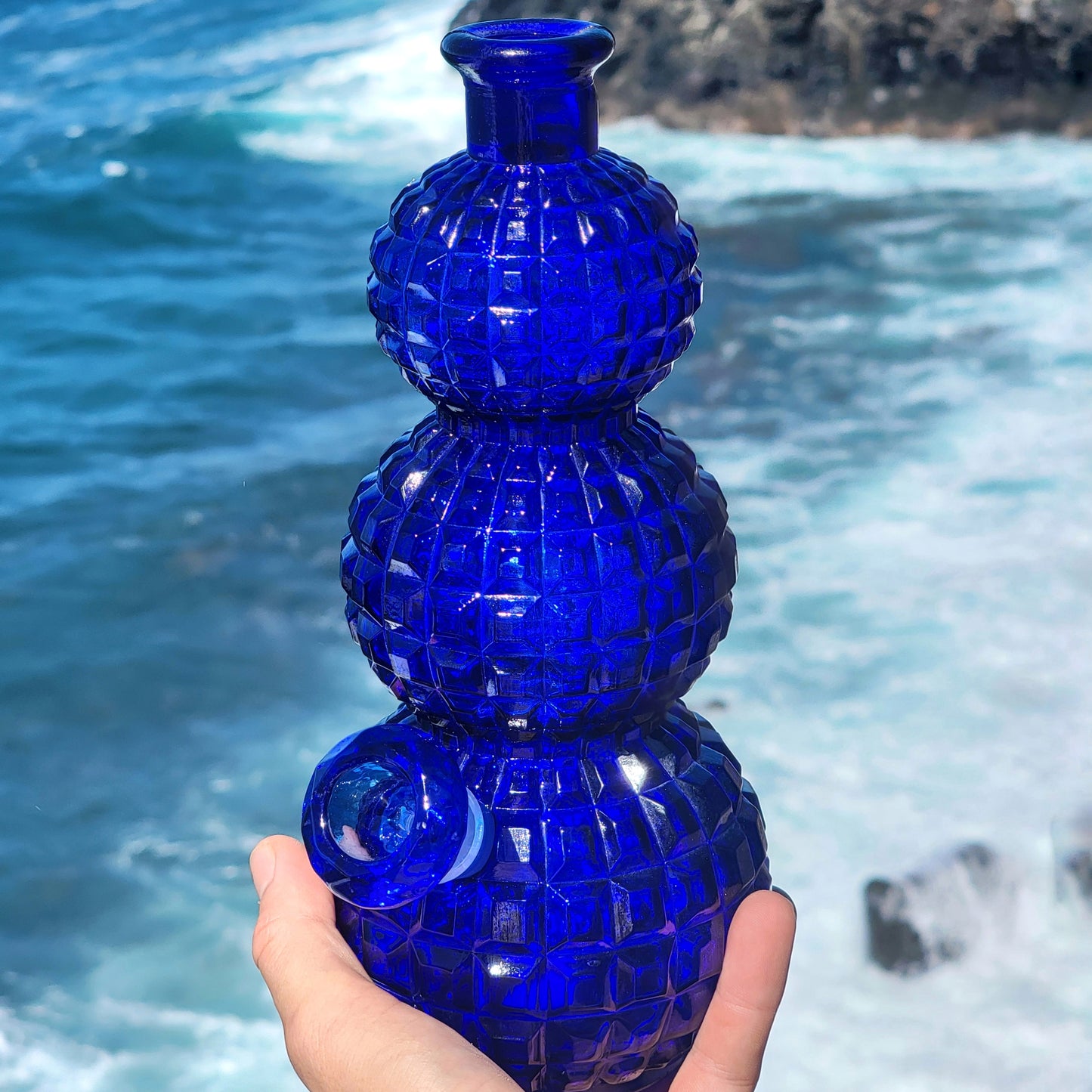 "Cobalt Disco" Vintage Glass Decanter