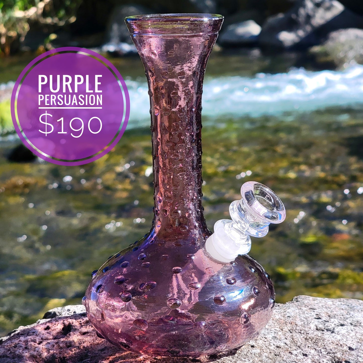 “Purple Persuasion” Vintage Upcycled Hobnail Glass Bong