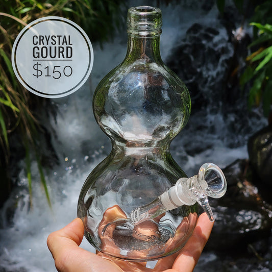 "Crystal Gourd" Vintage Upcycled Glass Gourd Bottle Bong