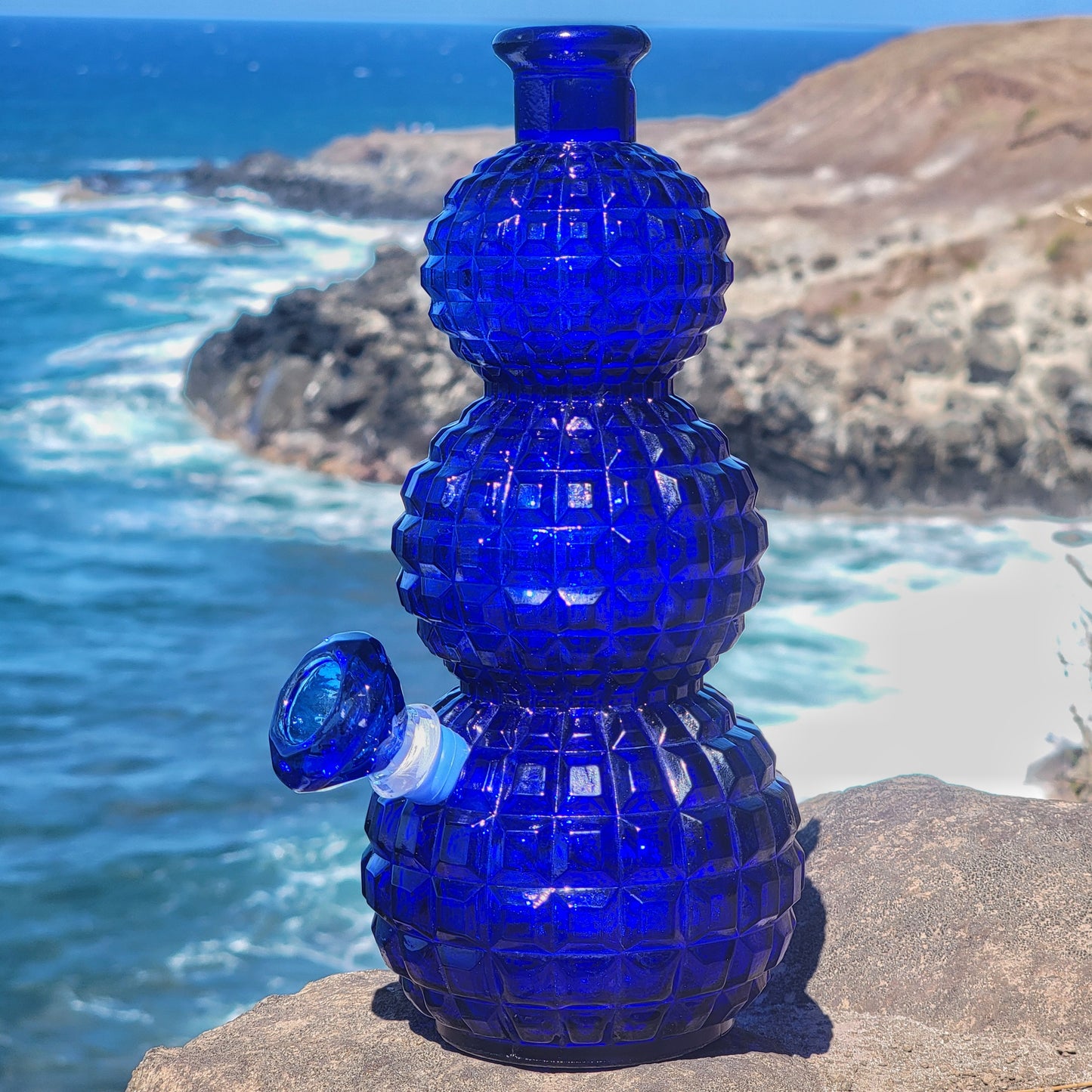 "Cobalt Disco" Vintage Glass Decanter