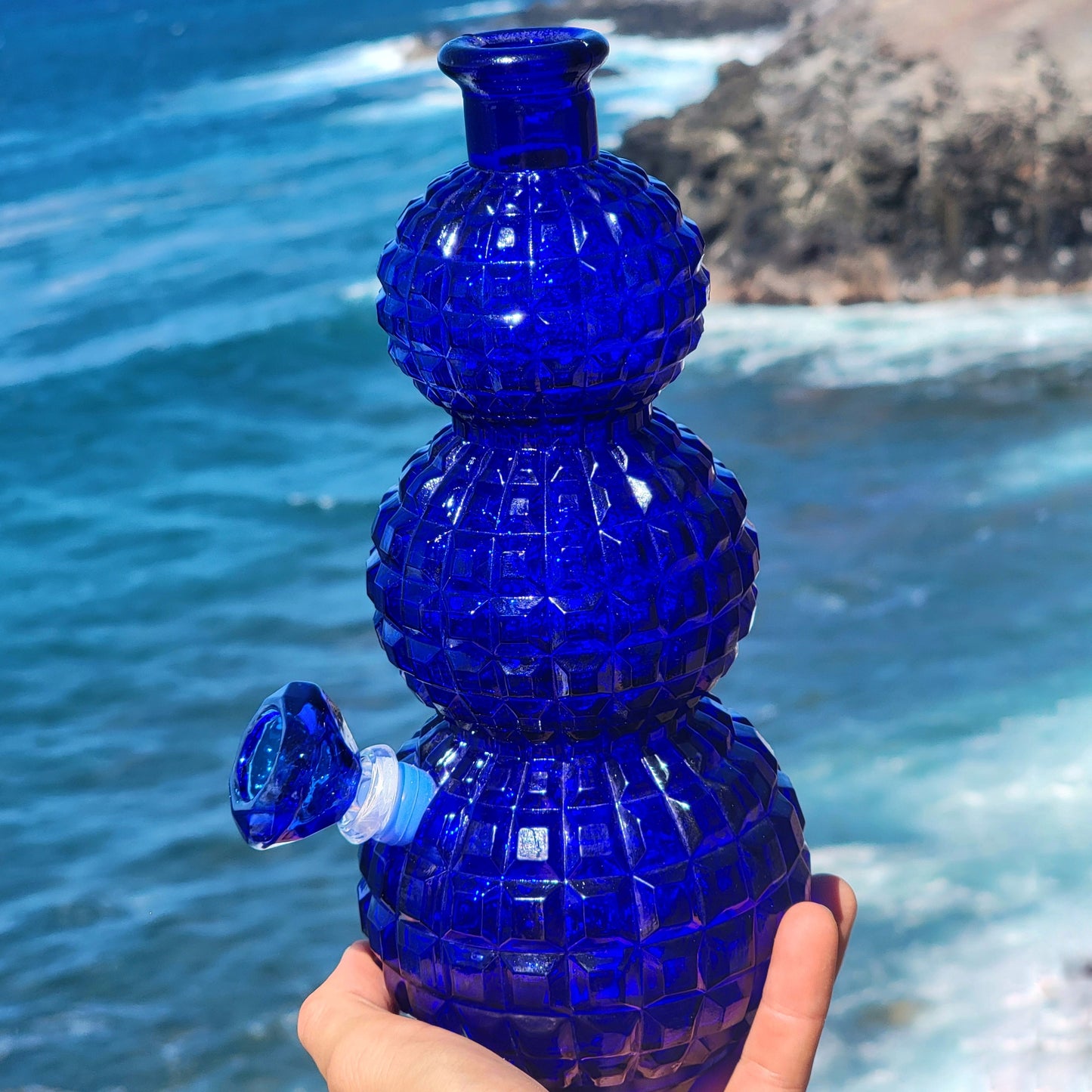 "Cobalt Disco" Vintage Glass Decanter