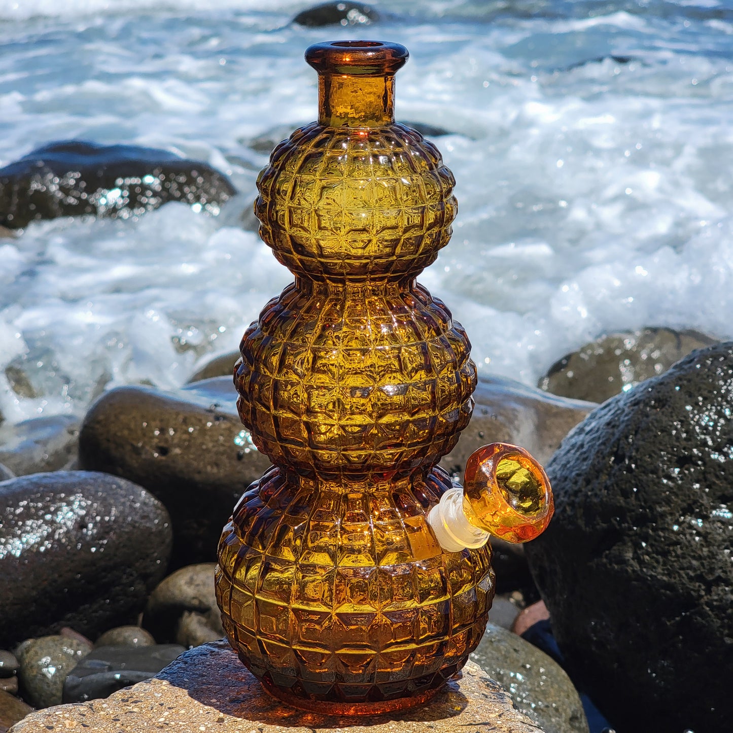 "Citrine Disco" Vintage Glass Decanter