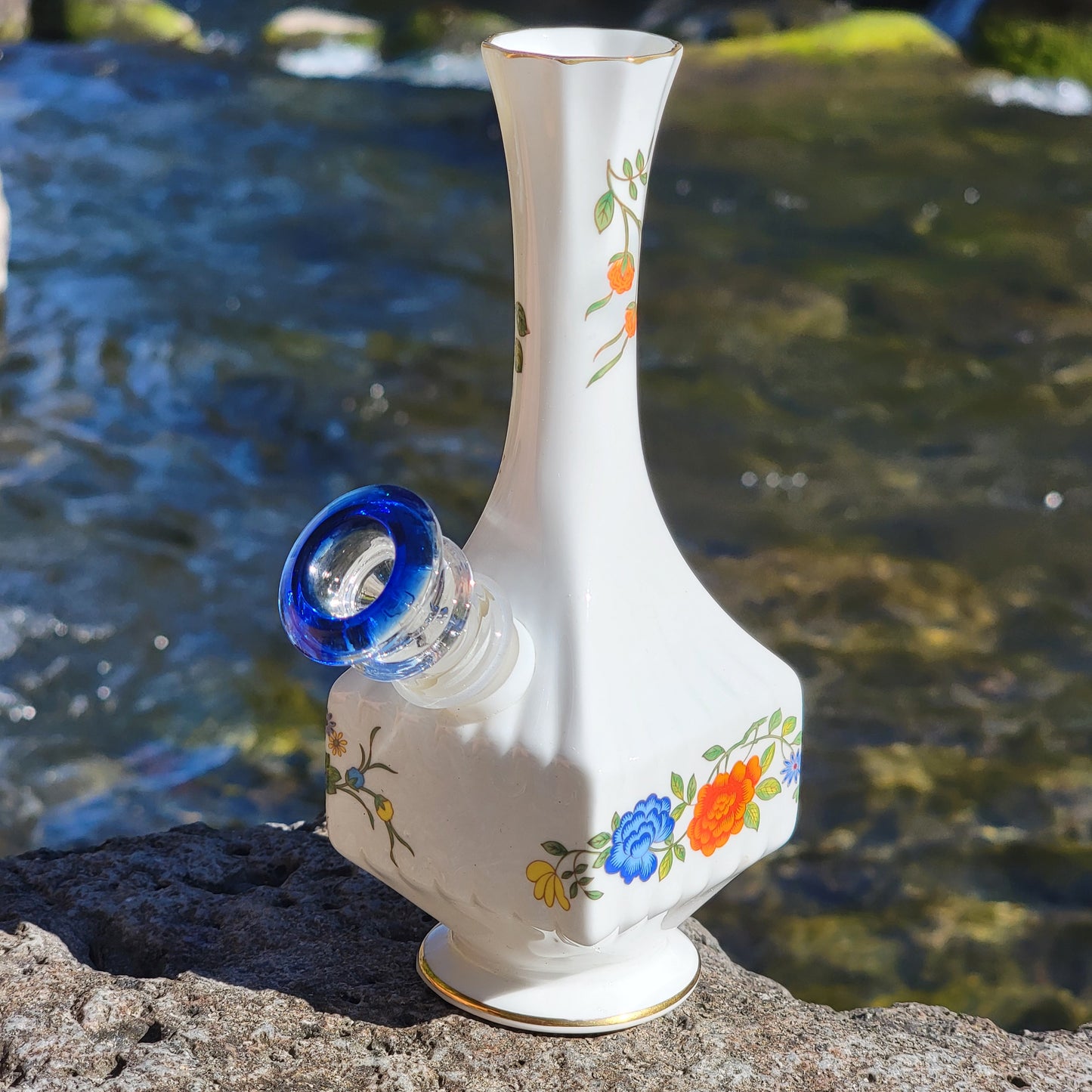 "Springs Bouquet" Vintage China Vase Bong with Gilded Details