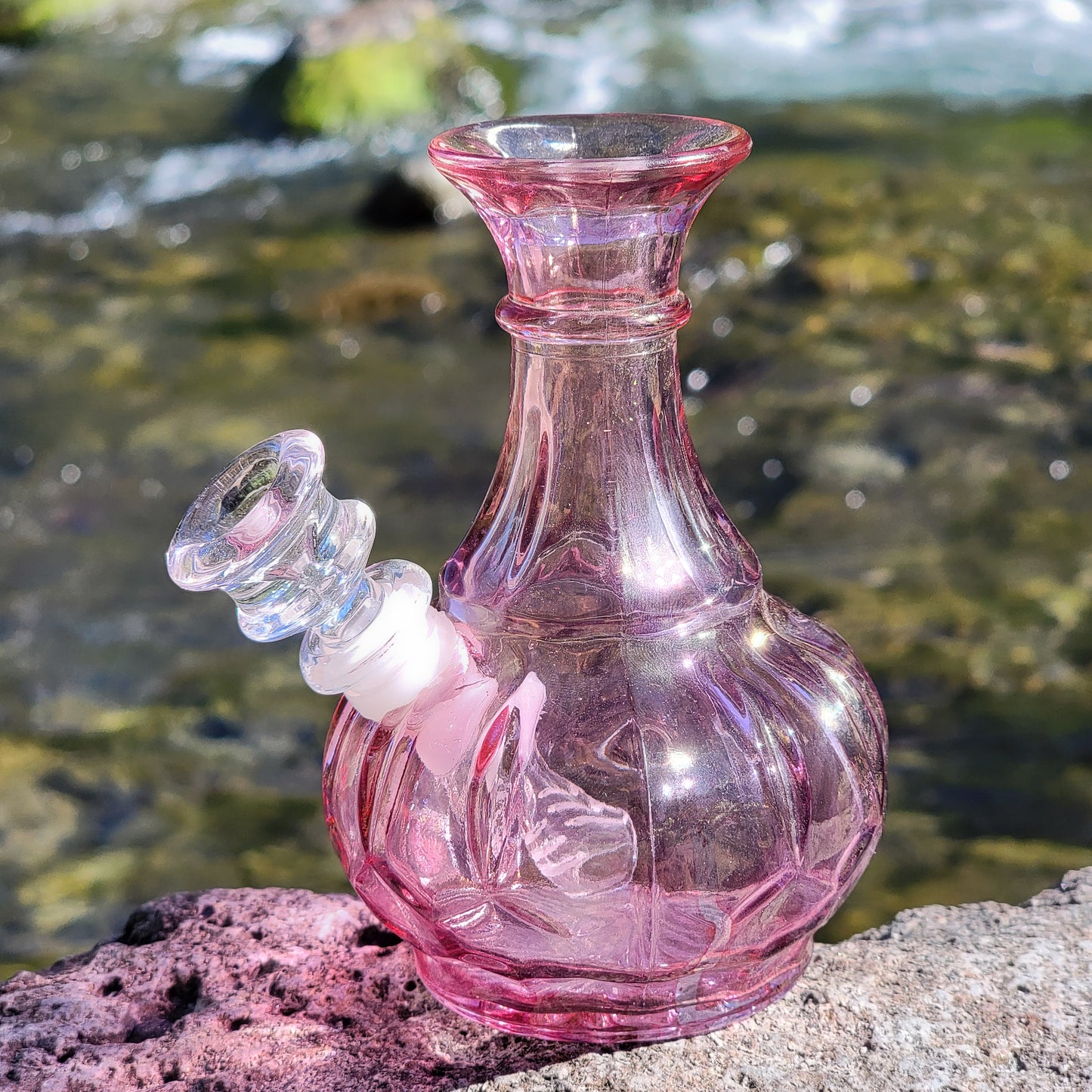 "Pink Goblin" Upcycled Vintage Glass Vase Bong