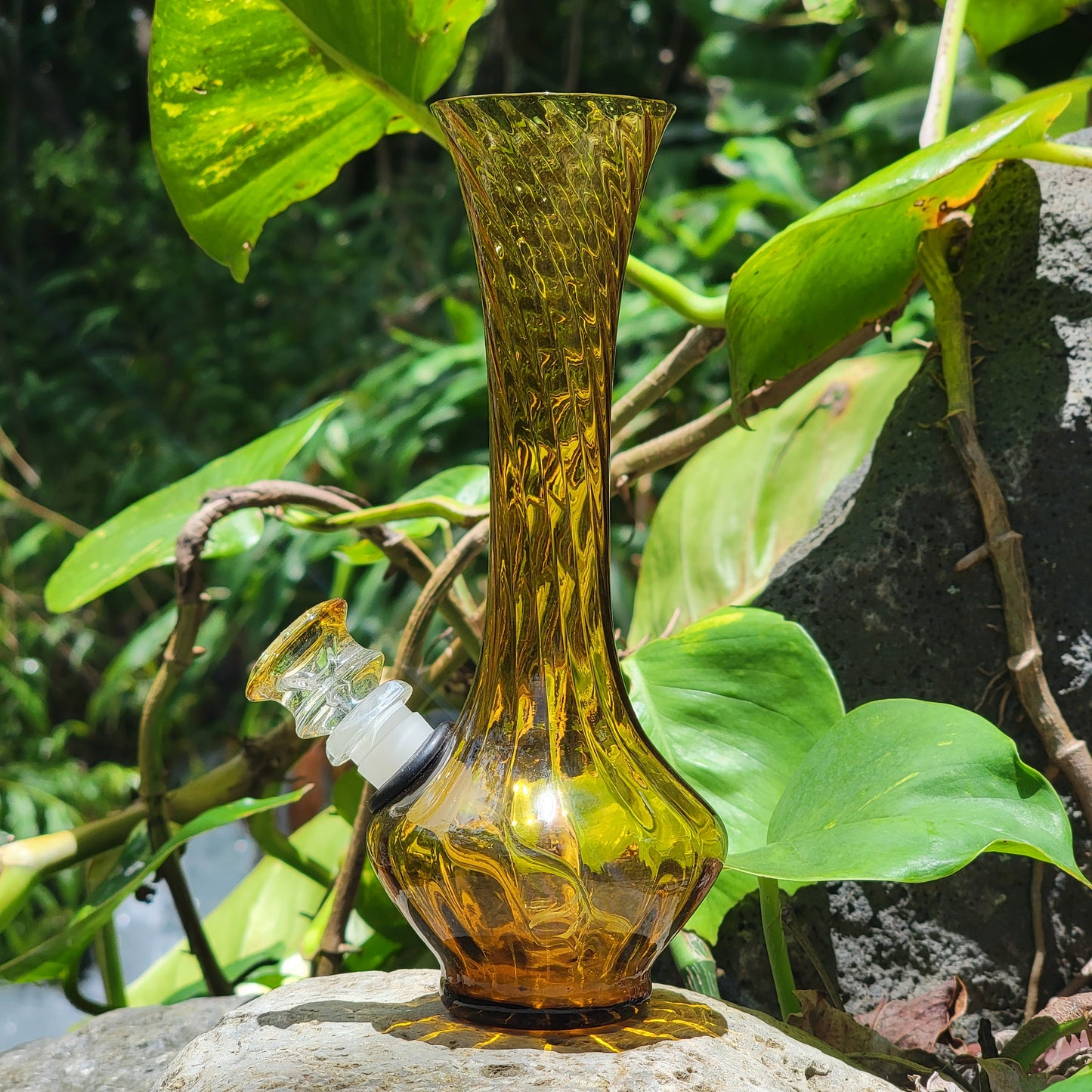 "Citrine Captivator" Vintage Handblown Upcycled Swirl Vase Bong