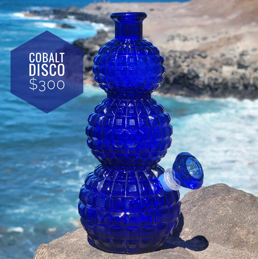 "Cobalt Disco" Vintage Glass Decanter