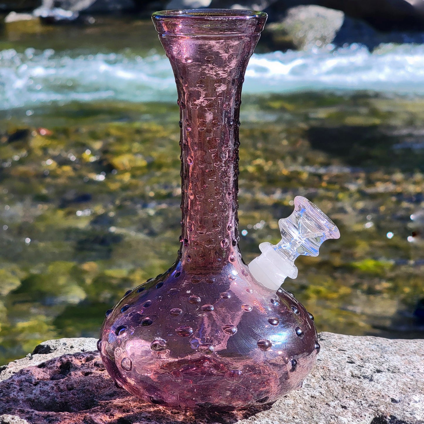 “Purple Persuasion” Vintage Upcycled Hobnail Glass Bong