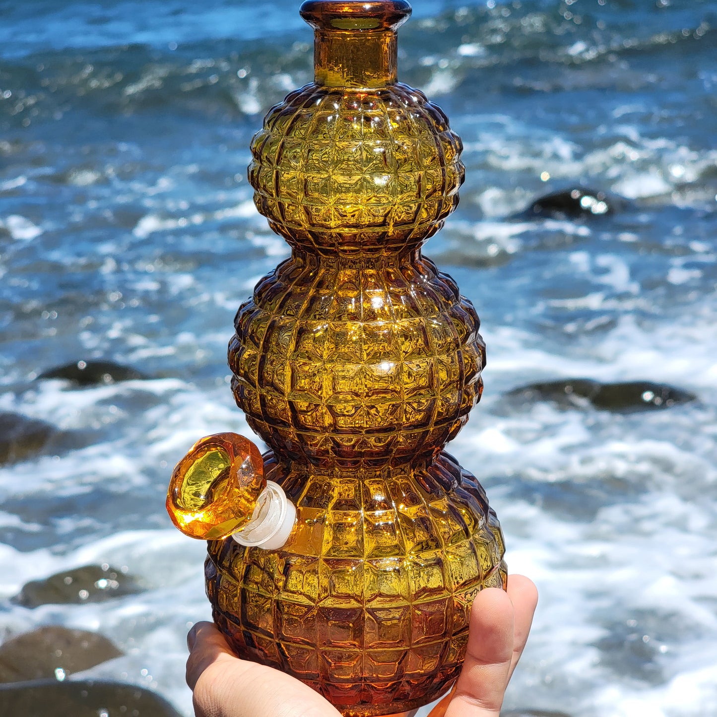 "Citrine Disco" Vintage Glass Decanter