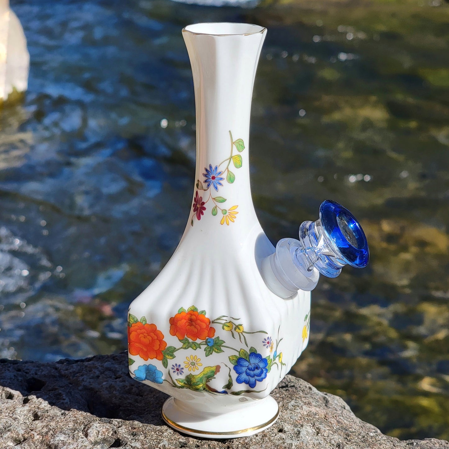 "Springs Bouquet" Vintage China Vase Bong with Gilded Details