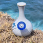 "Sapphire Iris" Vintage Japanese Ceramic Vase Bong