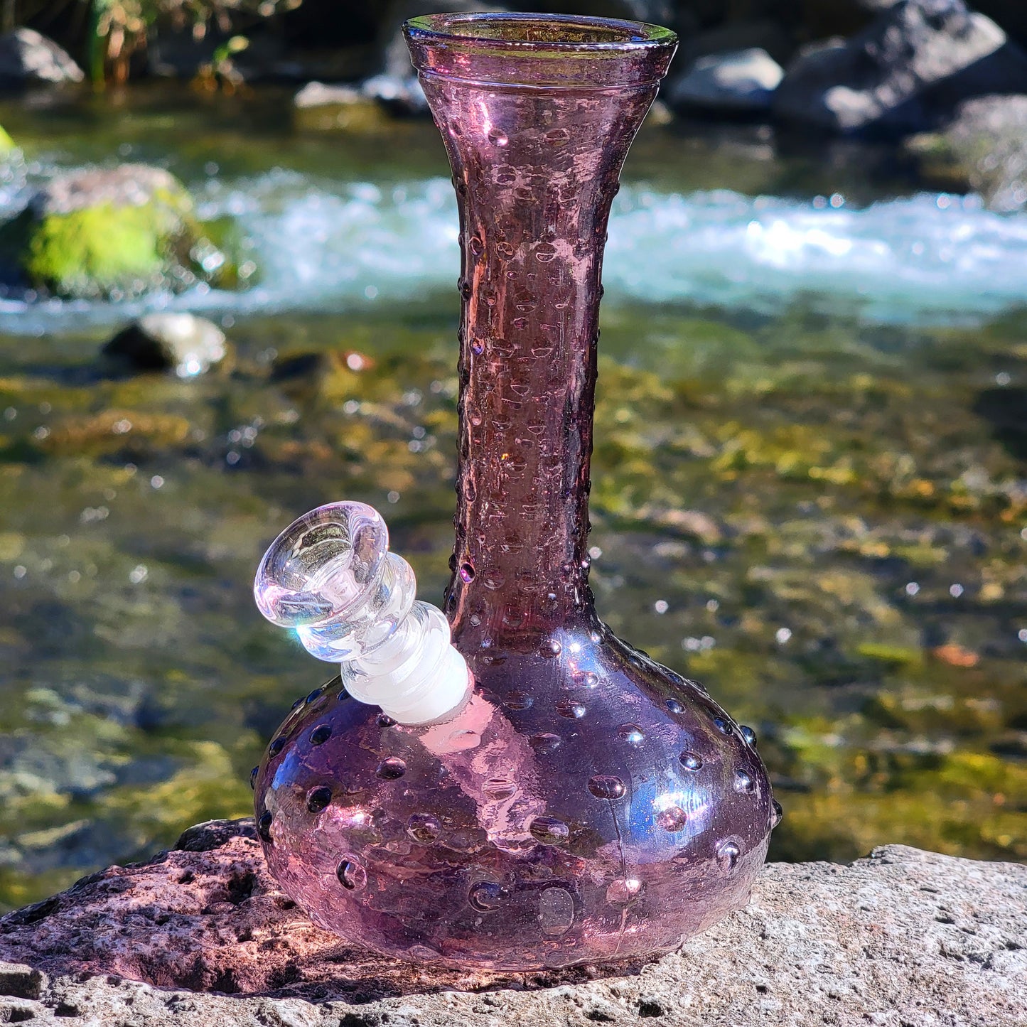 “Purple Persuasion” Vintage Upcycled Hobnail Glass Bong