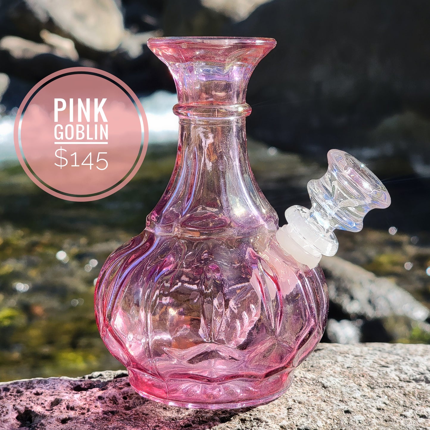 "Pink Goblin" Upcycled Vintage Glass Vase Bong