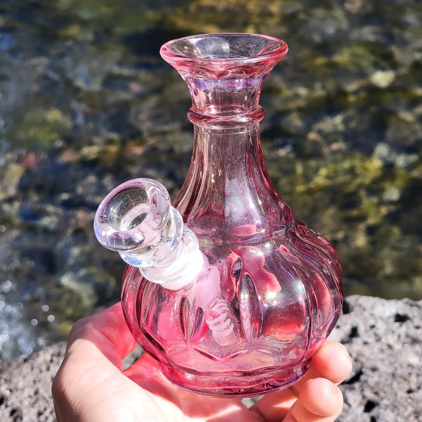 "Pink Goblin" Upcycled Vintage Glass Vase Bong