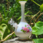 "Princess's Piece" Vintage Upcycled Milk Glass Vase with Flower Details